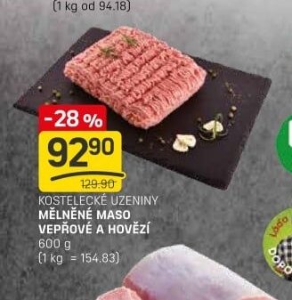 KOSTELECKÉ UZENINY MĚLNĚNÉ MASO VEPŘOVÉ A HOVĚZÍ