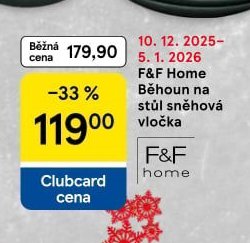 F&F Home Běhoun na stůl sněhová vločka