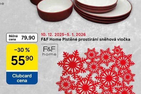 F&F Home Plstěné prostírání sněhová vločka