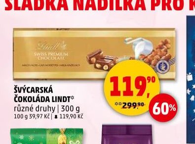 ŠVÝCARSKÁ ČOKOLÁDA LINDT