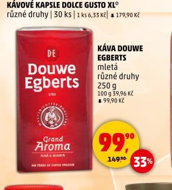 Káva Douwe Egberts mletá různé druhy 250 g