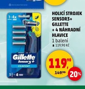 HOLICÍ STROJEK SENSOR3+ GILLETTE + 4 NÁHRADNÍ HLAVICE