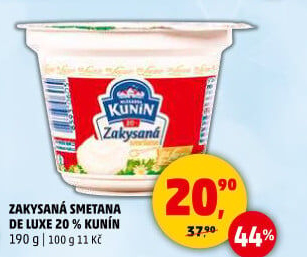 Zakysaná smetana de luxe Mlékárna Kunín 20%