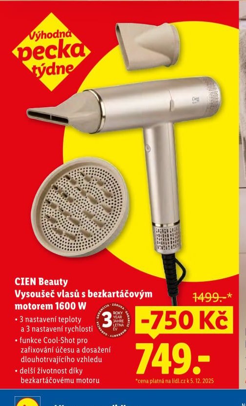 CIEN Beauty Vysoušeč vlasů s bezkartáčovým motorem 1600 W - Lidl akcniletaky.com
