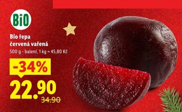 Červená řepa předvařená bio