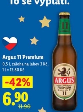 Pivo světlý ležák 11° Premium Argus