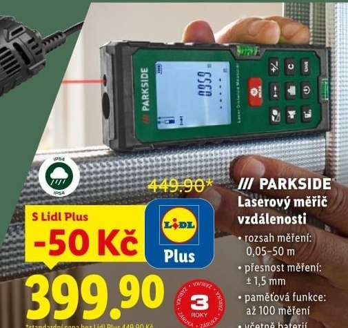 Laserový měřič vzdáleností Parkside