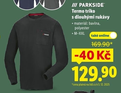 Pánské termo tričko s dlouhým rukávem Parkside