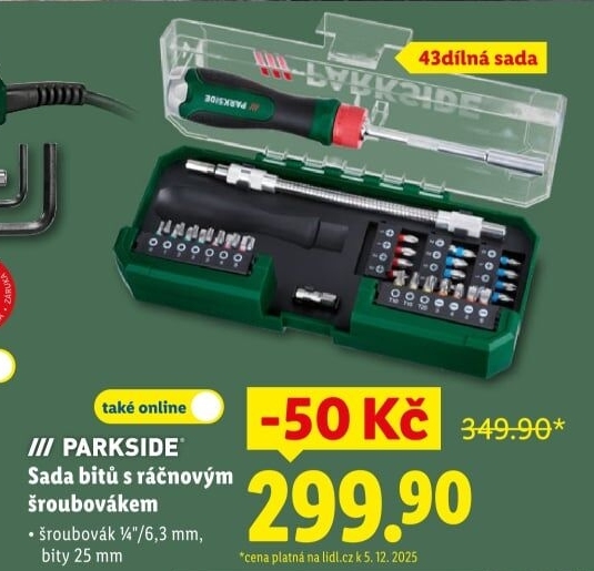Sada bitů s ráčnovým šroubovákem Parkside