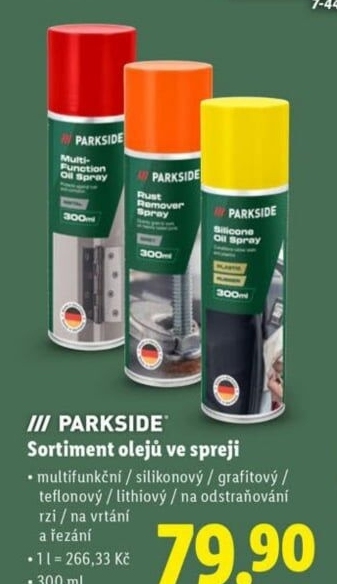 Vrtací a řezný olej ve spreji Parkside