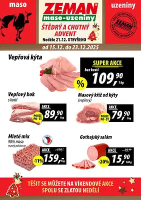 akční leták ZEMAN maso - uzeniny 15.12.2025-23.12.2025