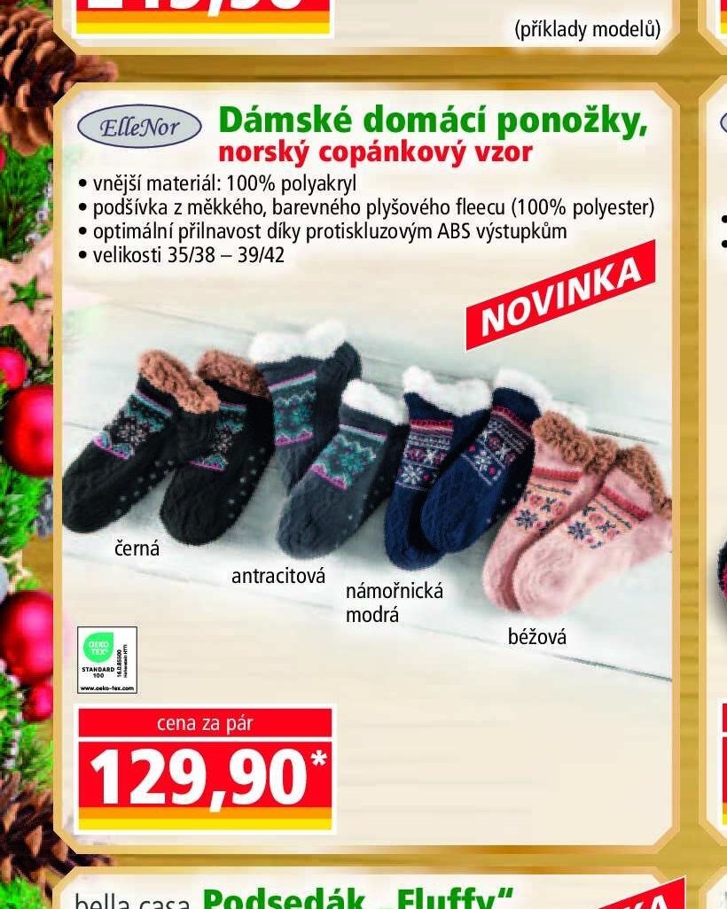 Dámské domácí ponožky, norský copánkový vzor