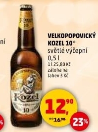 Pivo světlé výčepní 10°Velkopopovický Kozel