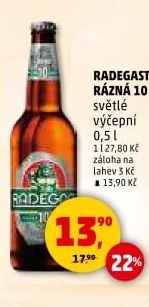 Pivo světlé výčepní Rázná 10° Radegast