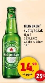 Pivo světlý ležák Heineken