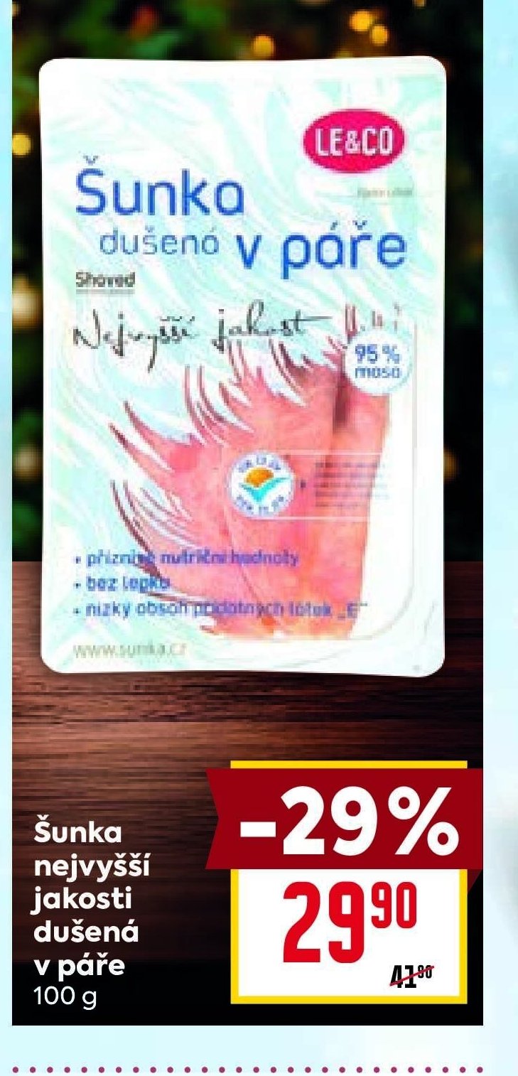 Šunka nejvyšší jakosti dušená v páře 100 g