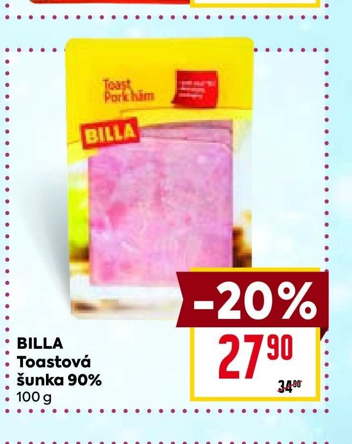 BILLA Toastová šunka 90 % 100 g