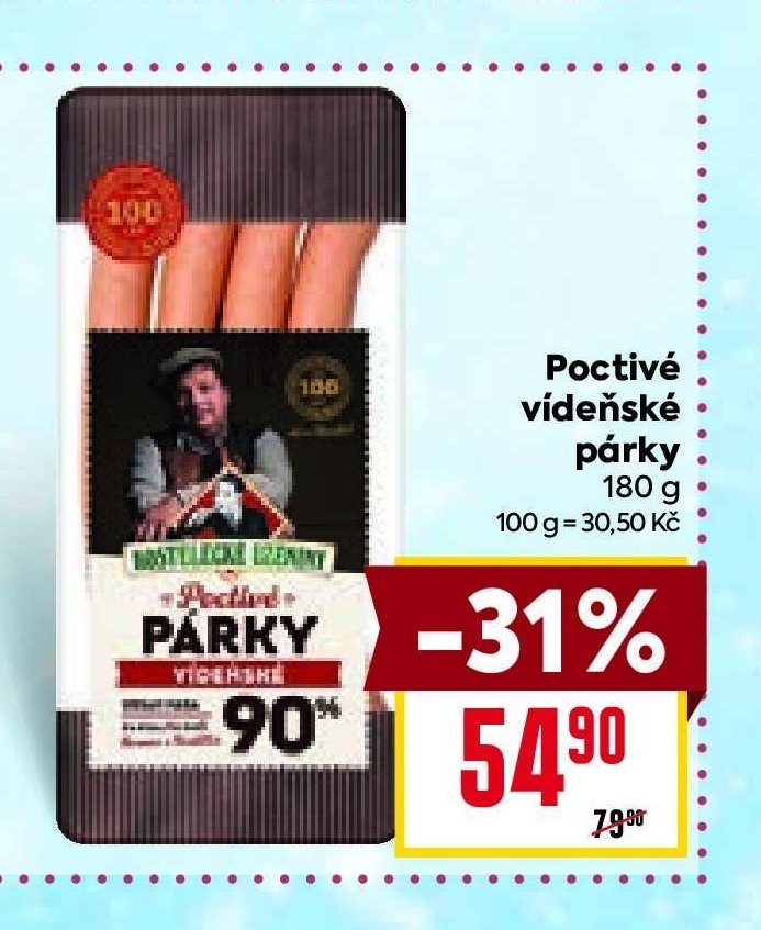 Poctivé vídeňské párky 180 g
