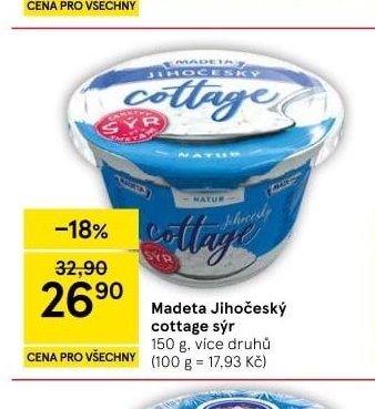 Madeta Jihočeský cottage sýr