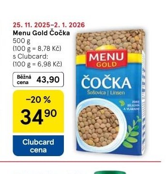 Menu Gold Čočka