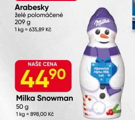 Čokoládový sněhulák Milka