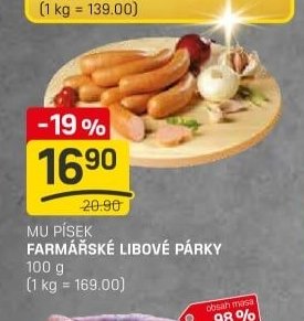 MU PÍSEK FARMÁŘSKÉ LIBOVÉ PÁRKY