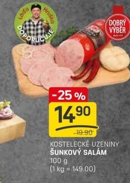 KOSTELECKÉ UZENINY ŠUNKOVÝ SALÁM