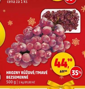 Hrozny růžové/tmavé bezsemenné