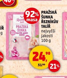 PRAŽSKÁ ŠUNKA ŘEZNÍKŮV TALÍŘ nejvyšší jakosti 100 g
