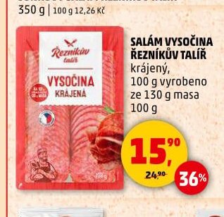 SALÁM VYSOČINA ŘEZNÍKŮV TALÍŘ krájený 100 g
