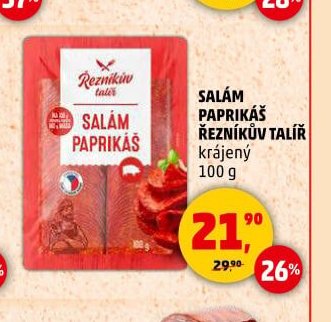 SALÁM PAPRIKÁŠ ŘEZNÍKŮV TALÍŘ krájený 100 g