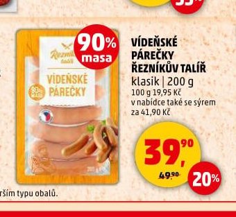 VÍDEŇSKÉ PÁREČKY ŘEZNÍKŮV TALÍŘ 200 g