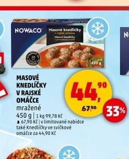 MASOVÉ KNEDLÍČKY V RAJSKÉ OMÁČCE mražené 450 g