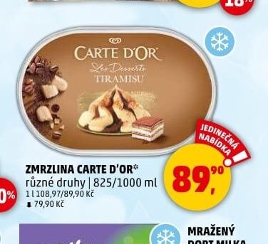 ZMRZLINA CARTE D'OR různé druhy 825/1000 ml