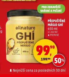 Přepuštěné máslo Ghí Allnature 450 ml