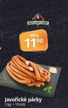 Párky javořické Kostelecké uzeniny