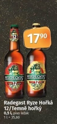 Pivo světlý ležák 12° Ryze hořká Radegast