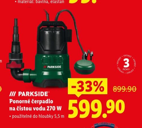 PARKSIDE Ponorné čerpadlo na čistou vodu 270 W