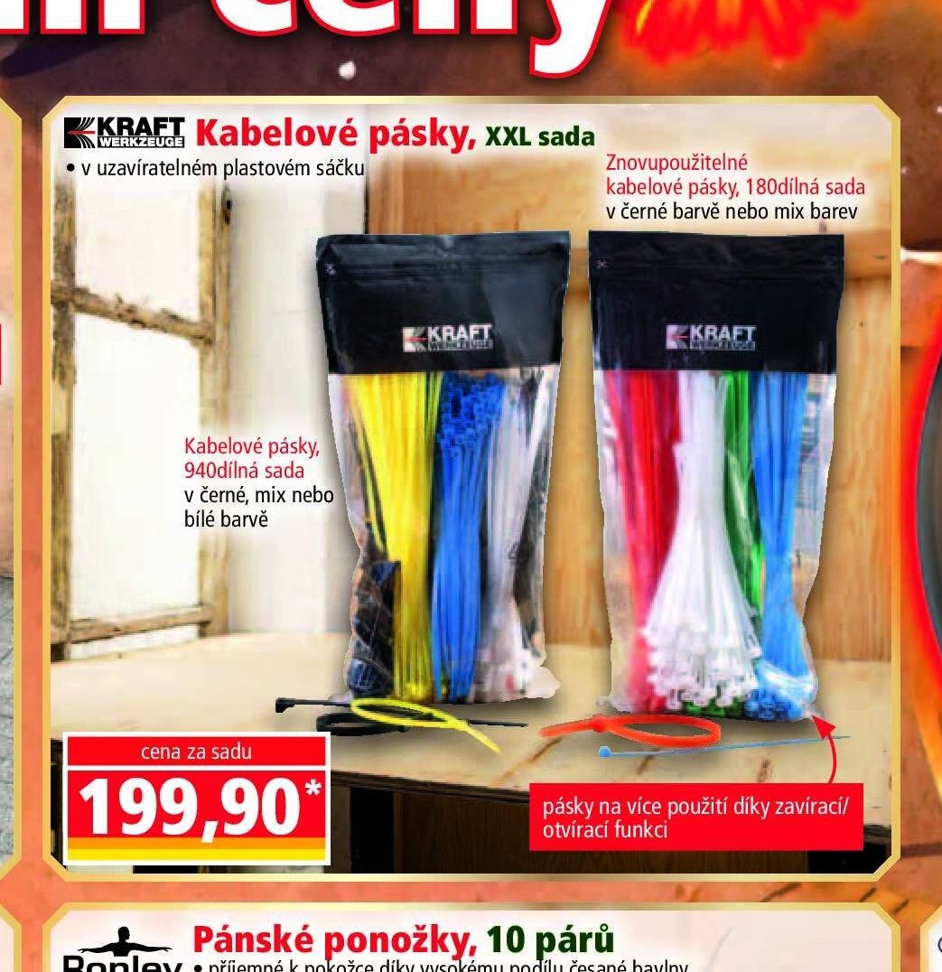 Kabelové pásky, XXL sada