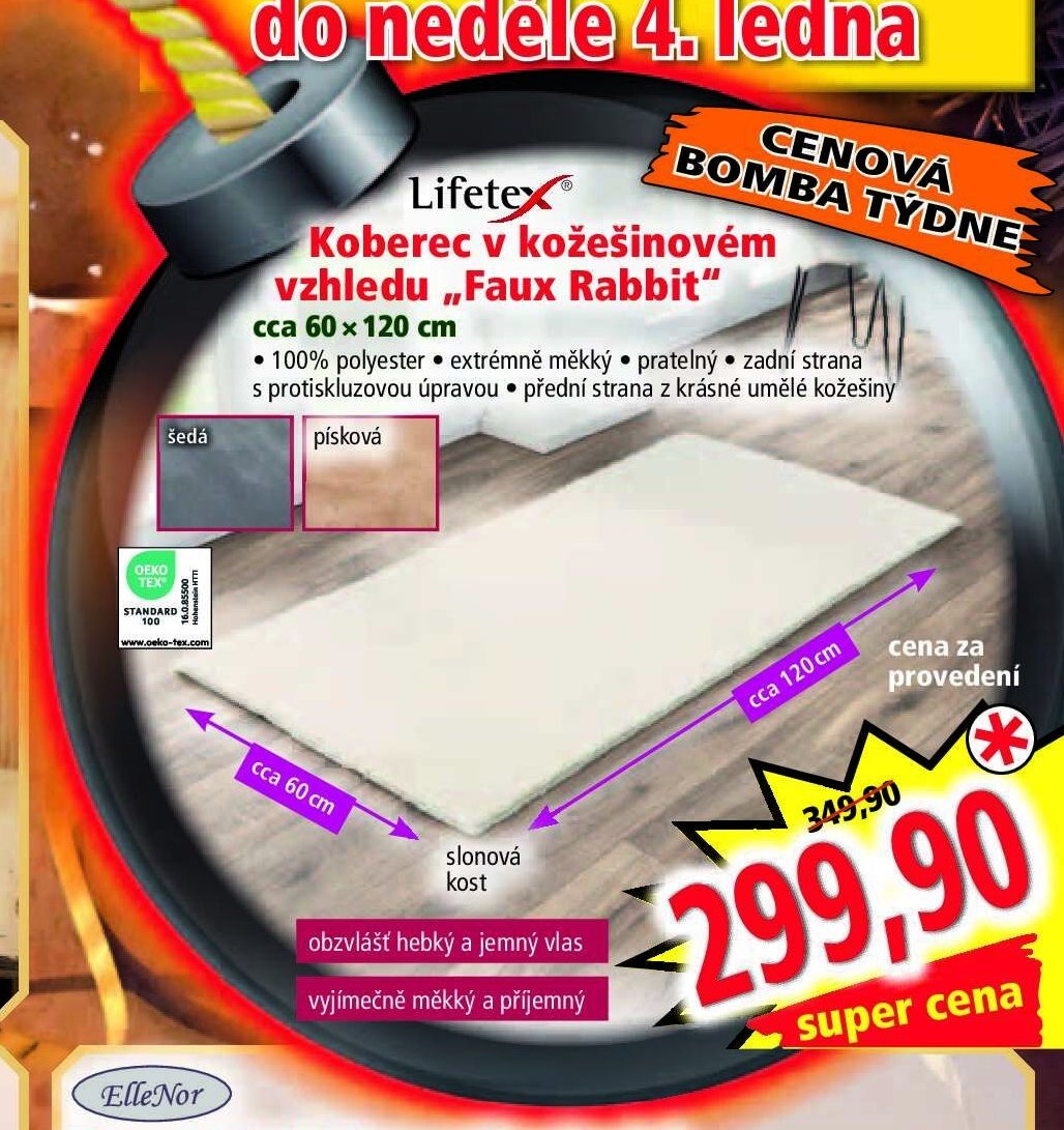 Lifetex Koberec v kožešinovém vzhledu „Faux Rabbit“
