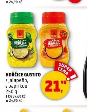 Hořčice Gustito s jalapeno, s paprikou