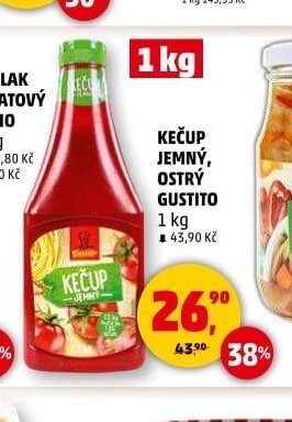 Kečup jemný, ostrý Gustito
