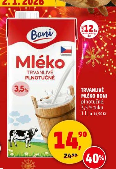 Mléko trvanlivé Boni 3,5 % tuku