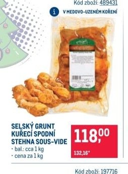 SELSKÝ GRUNT KUŘECÍ SPODNÍ STEHNA SOUS-VIDE