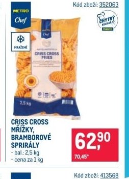 Criss cross mřížky, bramborové spirály
