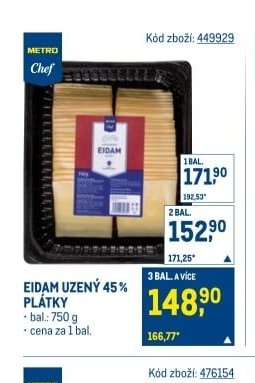 EIDAM UZENÝ 45% PLÁTKY