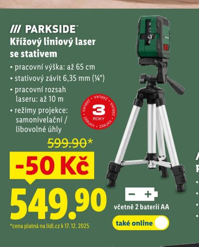 PARKSIDE Křížový liniový laser se stativem - Lidl akcniletaky.com