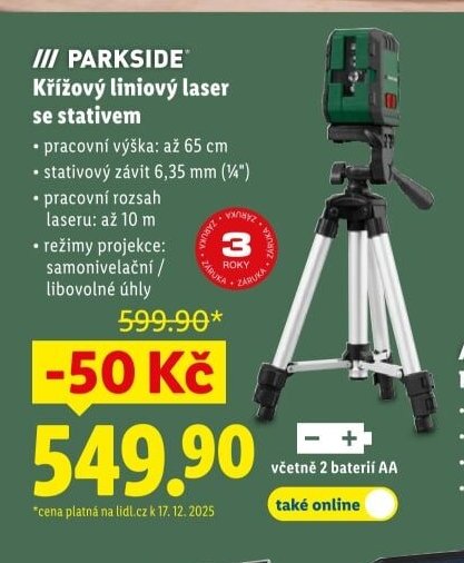PARKSIDE Křížový liniový laser se stativem - Lidl akcniletaky.com