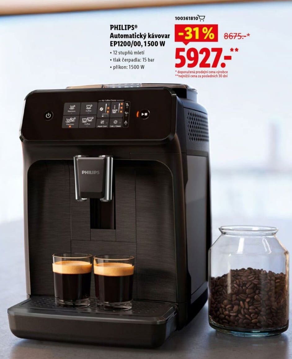PHILIPS Automatický kávovar EP1200/00, 1500 W