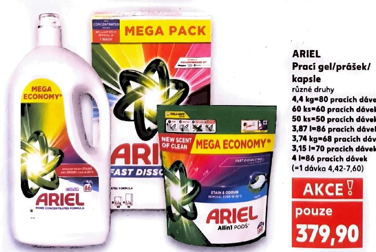 ARIEL Prací gel / prášek / kapsle